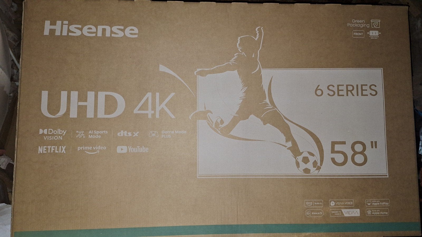 Écran plat hisense 58",4k smart tv, pour pièces ou a réparer, Enlèvement, Utilisé