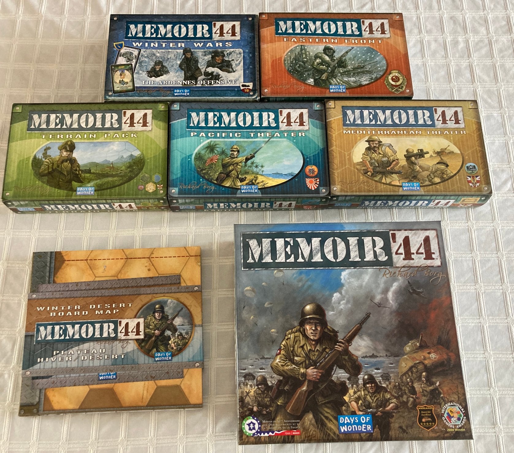 Collection complète Memoir ’44 + 5 extensions, très bon état, 1 ou 2 joueurs, Enlèvement ou Envoi, Comme neuf, Days of Wonder