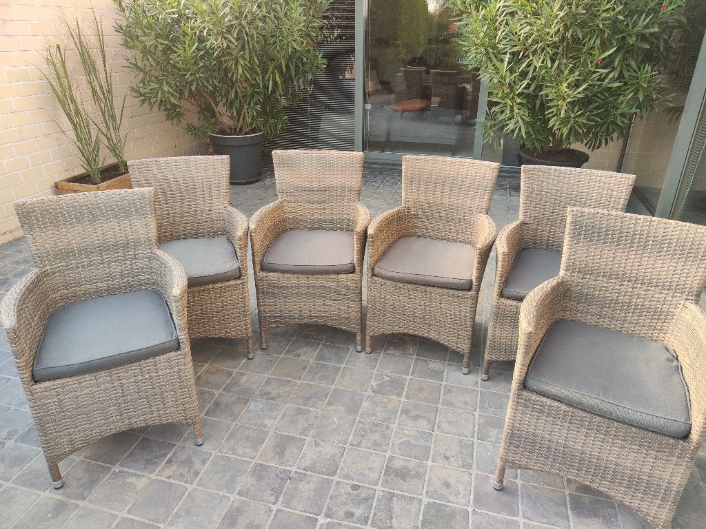 6 Tuinstoelen met kussen, Tuin en Terras, Ophalen, Gebruikt