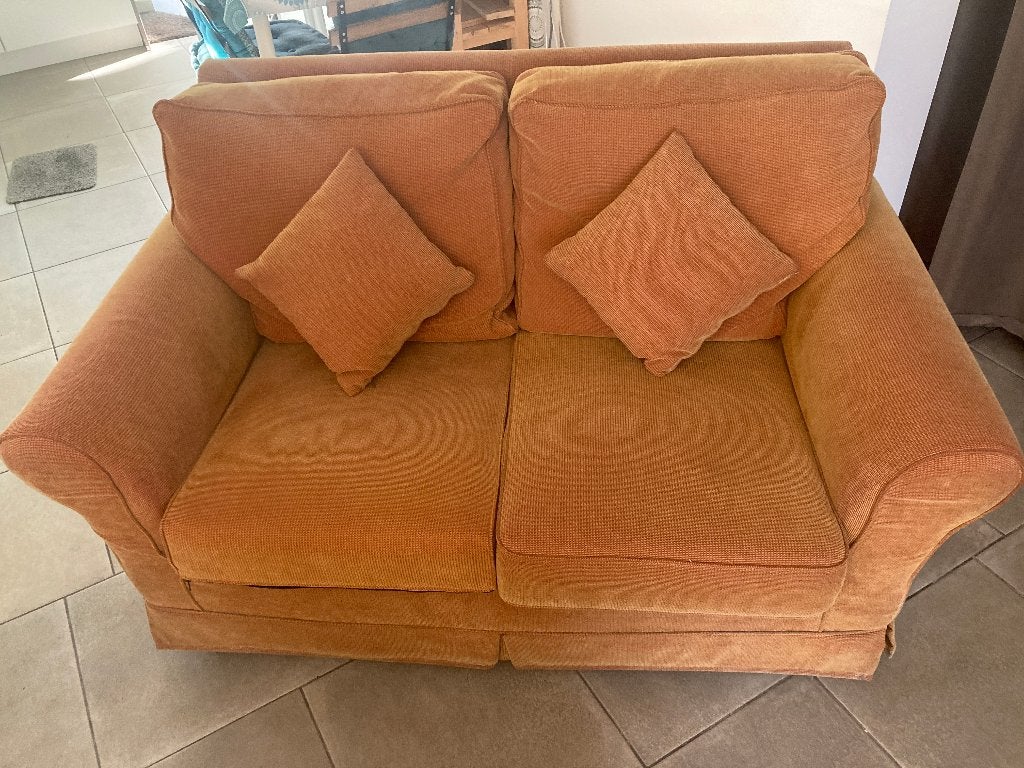 Canapé orange 2 places tissus, Huis en Inrichting, Zetels | Zetels, Ophalen, Gebruikt, 150 tot 200 cm, Tweepersoons