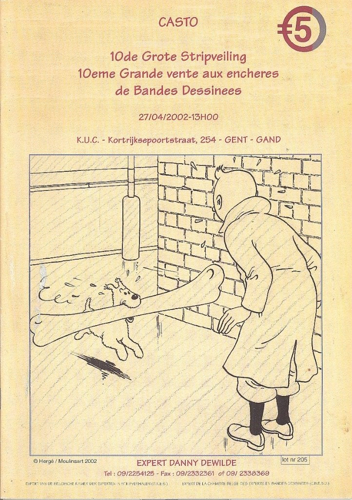Veilingcatalogi Casto 10e Grote Stripveiling - Kuifje-cover., Boeken, Eén stripboek, Ophalen of Verzenden, Gelezen
