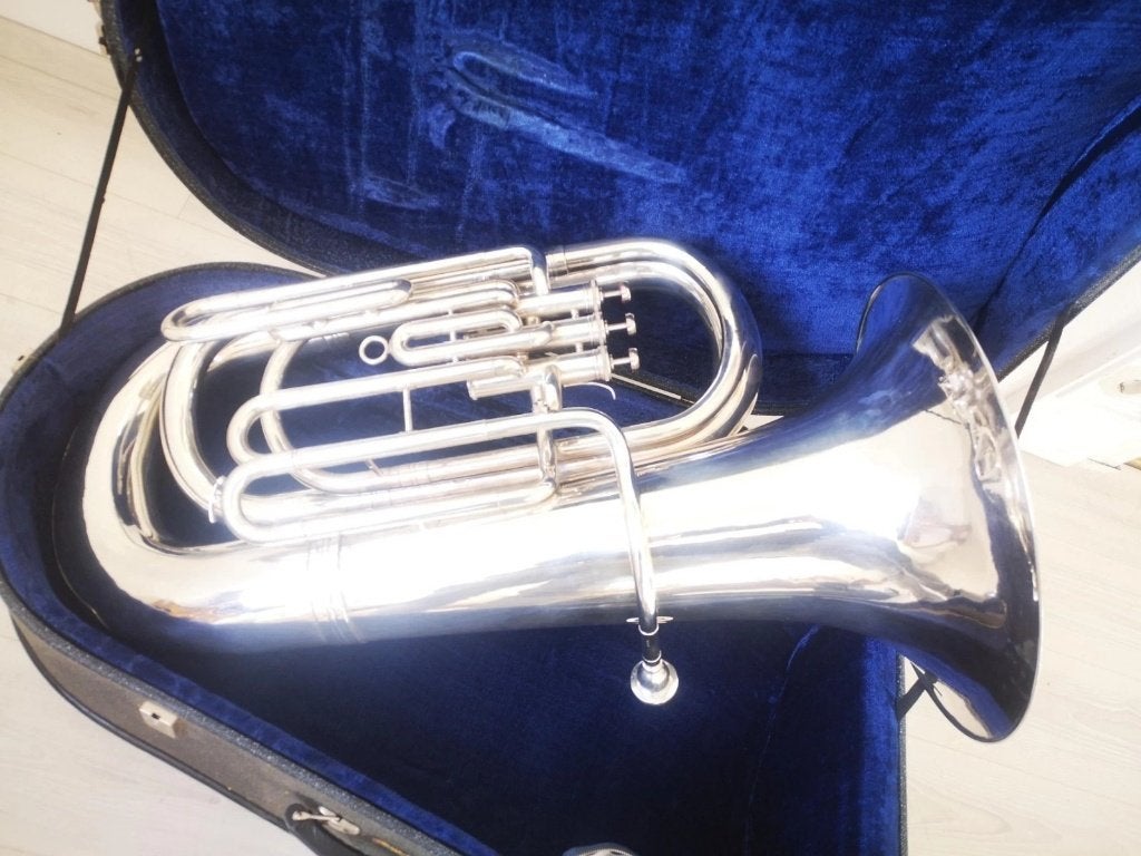 Tuba Schenkelaars Sib (Si bémol) plaqué argent, Musique & Instruments, Enlèvement ou Envoi, Comme neuf, Tuba en si bémol