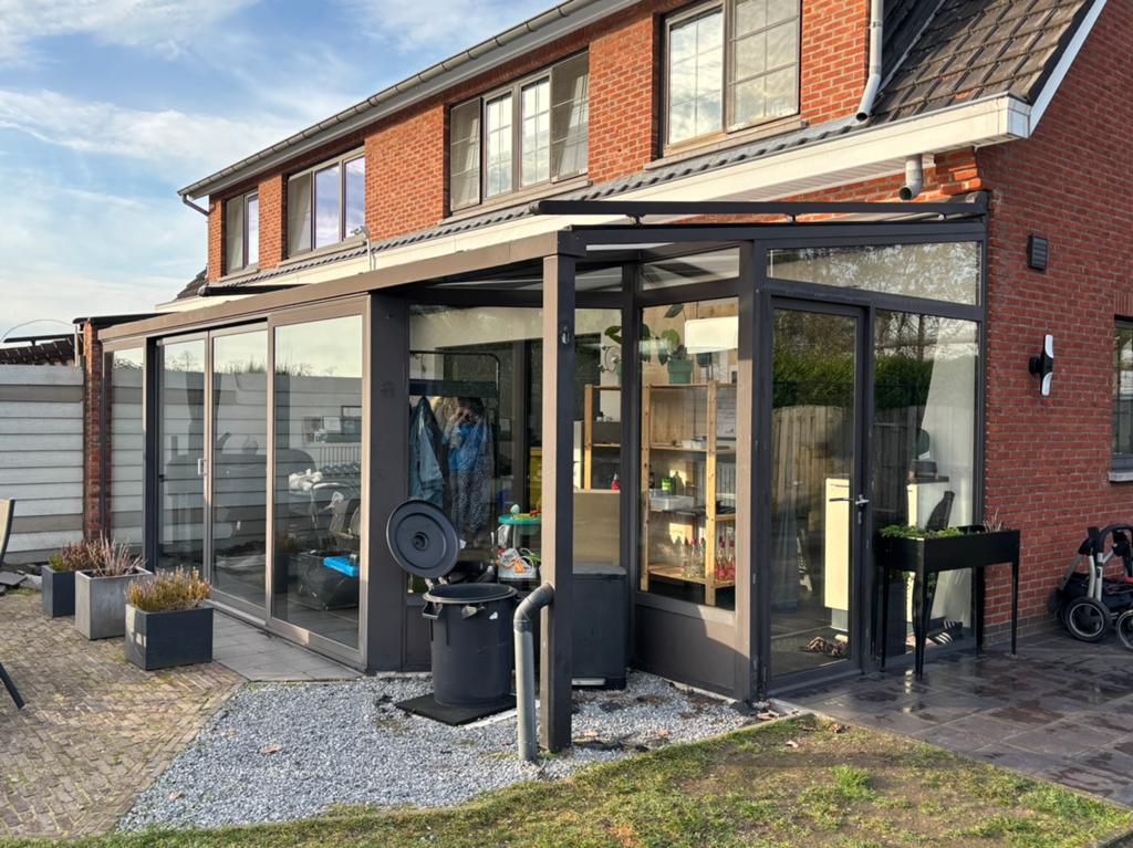 Aluminium Veranda / overkapping met dubbel glas, Tuin en Terras, Ophalen, Gebruikt, Veranda
