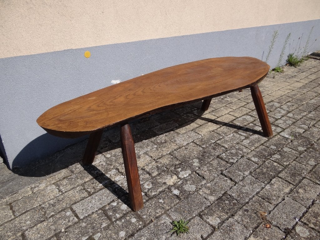 Brutalistische salontafel uit de jaren 50. Natuurlijk hout., Ophalen