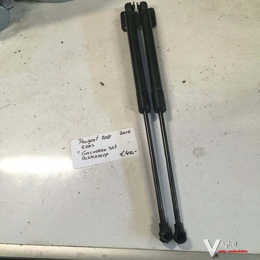 Peugeot 208 1.2 3 cil 5bak 5drs 2015 Gasveren set achterklep, Auto-onderdelen, Gebruikt, -, -, Ophalen of Verzenden