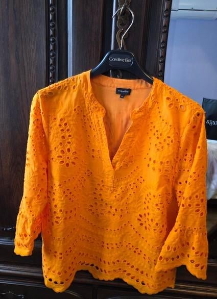 Mayerline oranje blouse Engelse kant maat 42 - 3/4 mouwen, Kleding | Dames, Blouses en Tunieken, Ophalen, Mayerline, Maat 42/44 (L)
