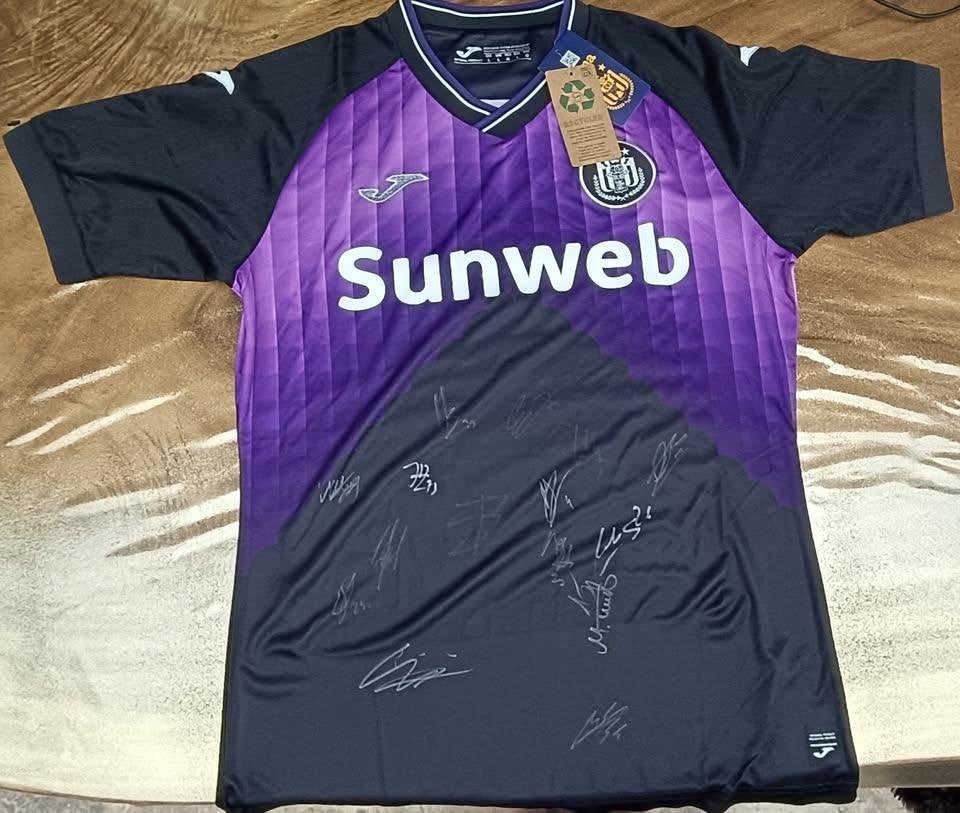 Nieuw Anderlecht-shirt gesigneerd door de spelers Maat L, Sport en Fitness, Voetbal, Maat L, Ophalen of Verzenden, Nieuw, Shirt