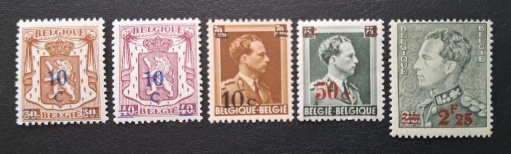 Belgique : COB 568/72 ** Timbres surchargés de 1936/1940, Sans timbre, Neuf, Enlèvement ou Envoi, Non oblitéré