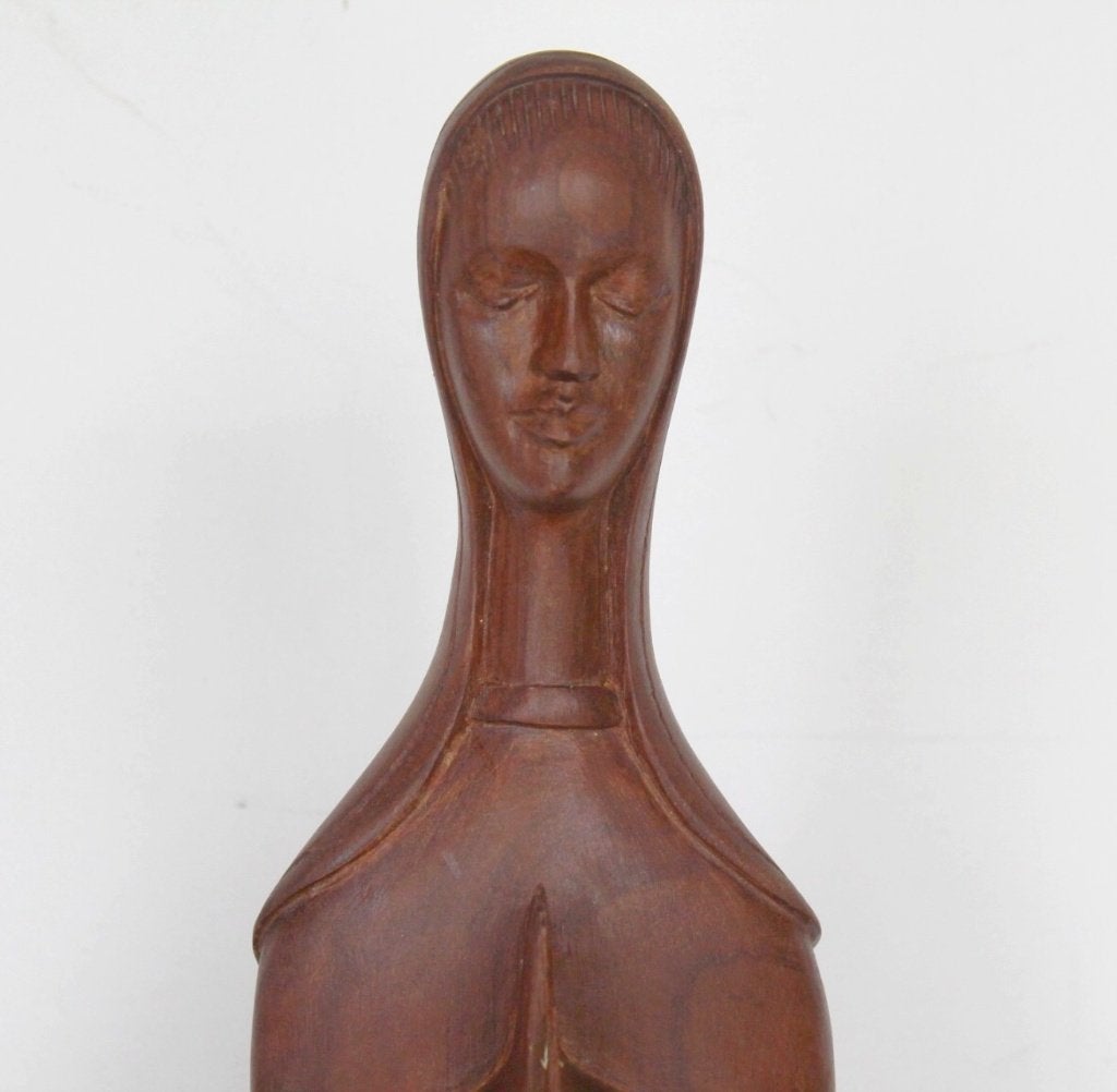 Vierge Marie, bois, 49 cm, art déco moderniste. Rosaire, Enlèvement ou Envoi, Comme neuf, Image, Christianisme | Catholique