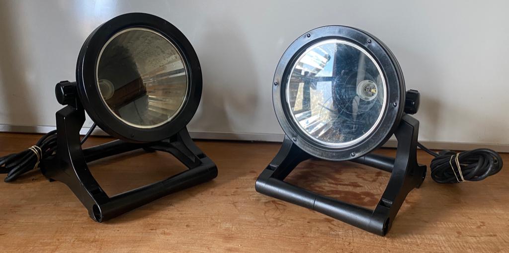 Set van twee IP65-projectoren voor de bouw of thuis, Ophalen, Zo goed als nieuw, Met statief