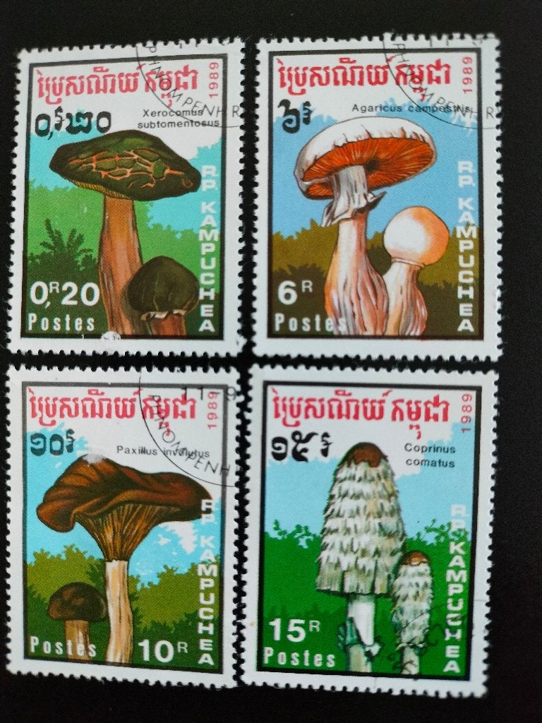 Cambodja 1989 - paddenstoelen, Verzenden, Gestempeld, Zuidoost-Azië