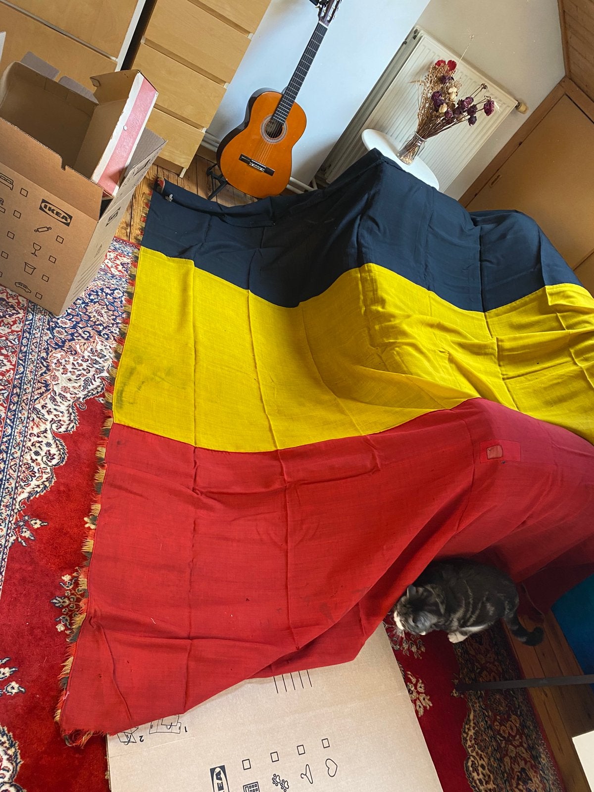 Oude grote Belgische vlag – vintage, Ophalen, Gebruikt