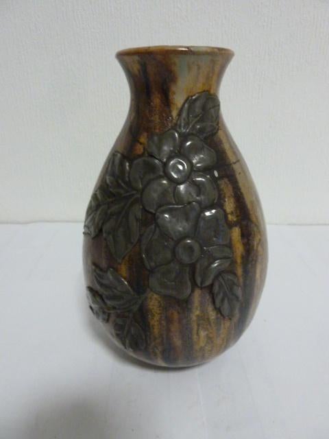 Keramiek /steengoed vaas met Tin Roger Guérin 18cm, Enlèvement ou Envoi