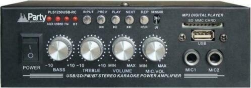 PARTY PLS1250USB-RC Karaoke versterker 2 x 25 Watt, Enlèvement ou Envoi, Neuf, Amplificateur ou Tuner