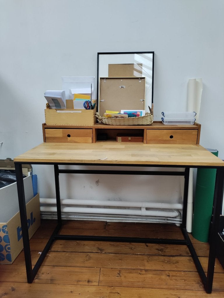 Bureau en chêne avec caisson Hiba, Démontable, Autres types, Enlèvement, Industriel