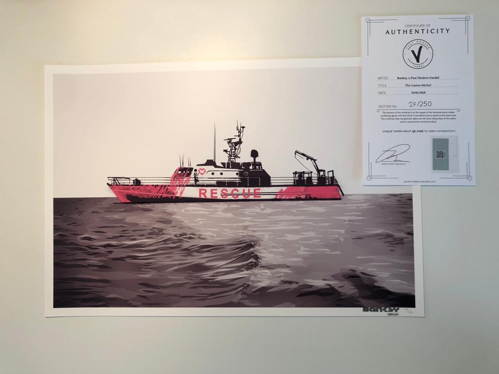 Sérigraphie banksy louise grey boat bateau gris, Enlèvement ou Envoi