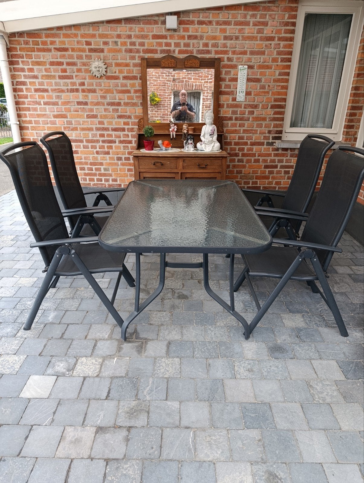 tafel en 4 tuinstoelen, Tuin en Terras, Ophalen