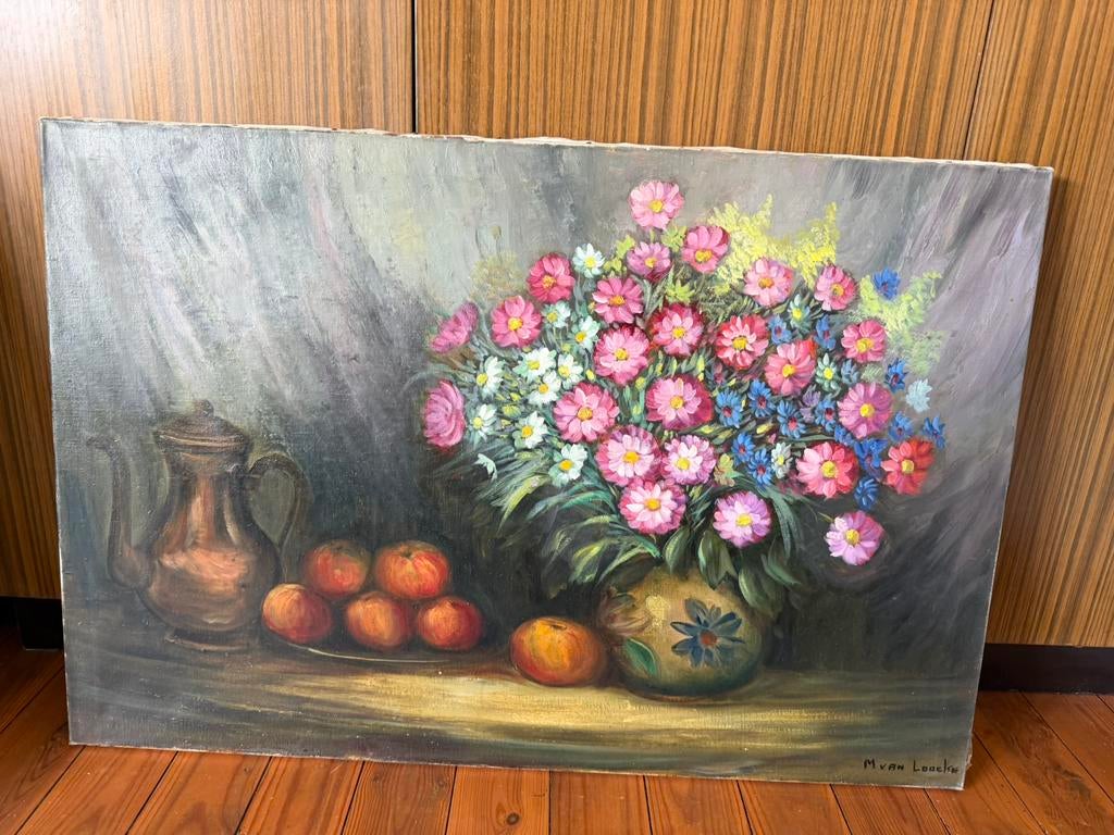 Schilderijen (90 x 60 cm) - bloemen - olie op doek, Enlèvement