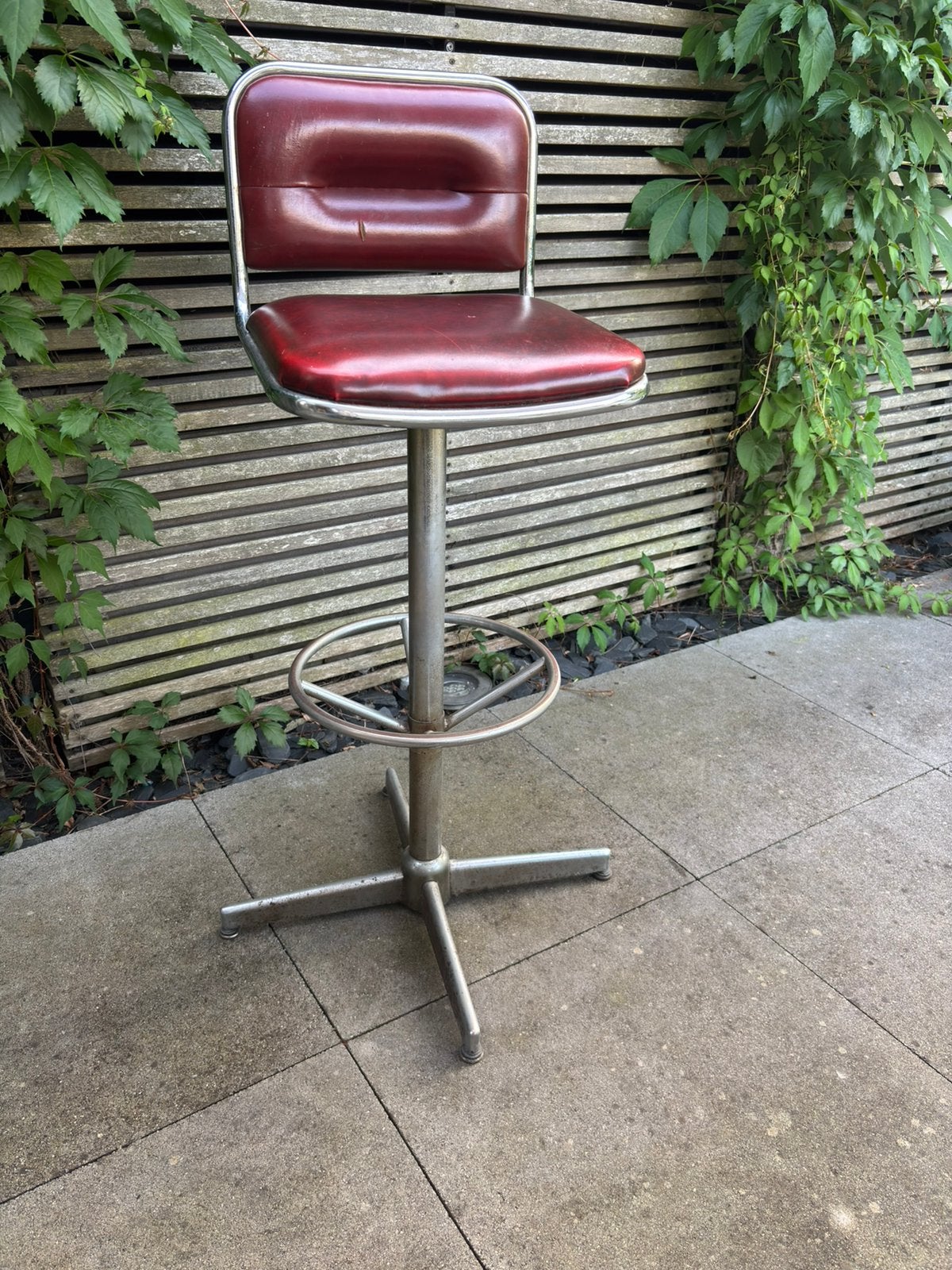 VINTAGE CHROME BAR STOEL , 1970S, Ophalen, Gebruikt, 60 tot 90 cm, Met voetsteun