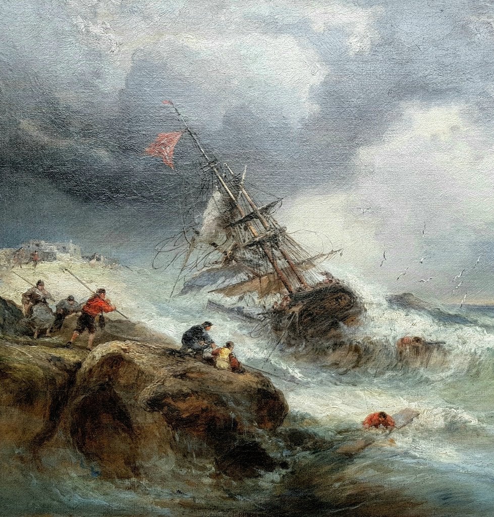 Huile sur toile - 1874 - Naufrage - Romantisme, Daté, Peinture à l'huile, Toile, Classique
