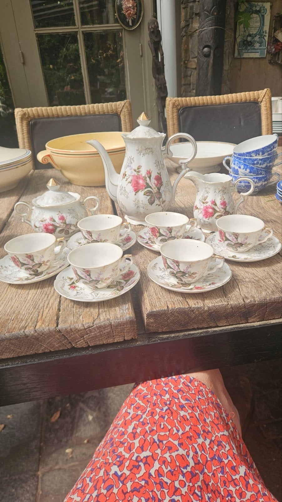 vintage fijn porselein theeservies. volledig., Antiek en Kunst, Ophalen of Verzenden