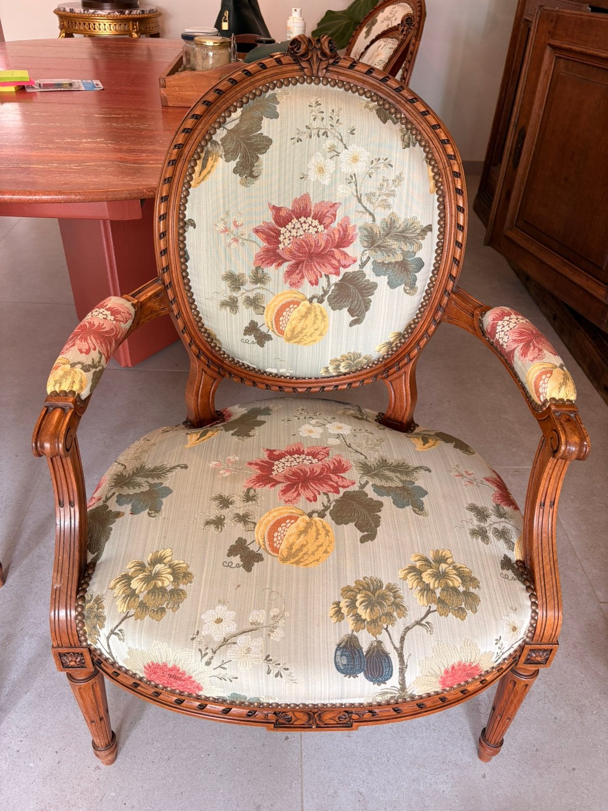 Antieke stoelen met bloemenmotief, Antiek en Kunst, Ophalen