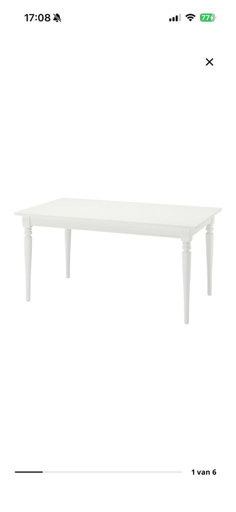 Uitschuifbare eettafel wit, Enlèvement, Utilisé, Cinq personnes ou plus, Rectangulaire