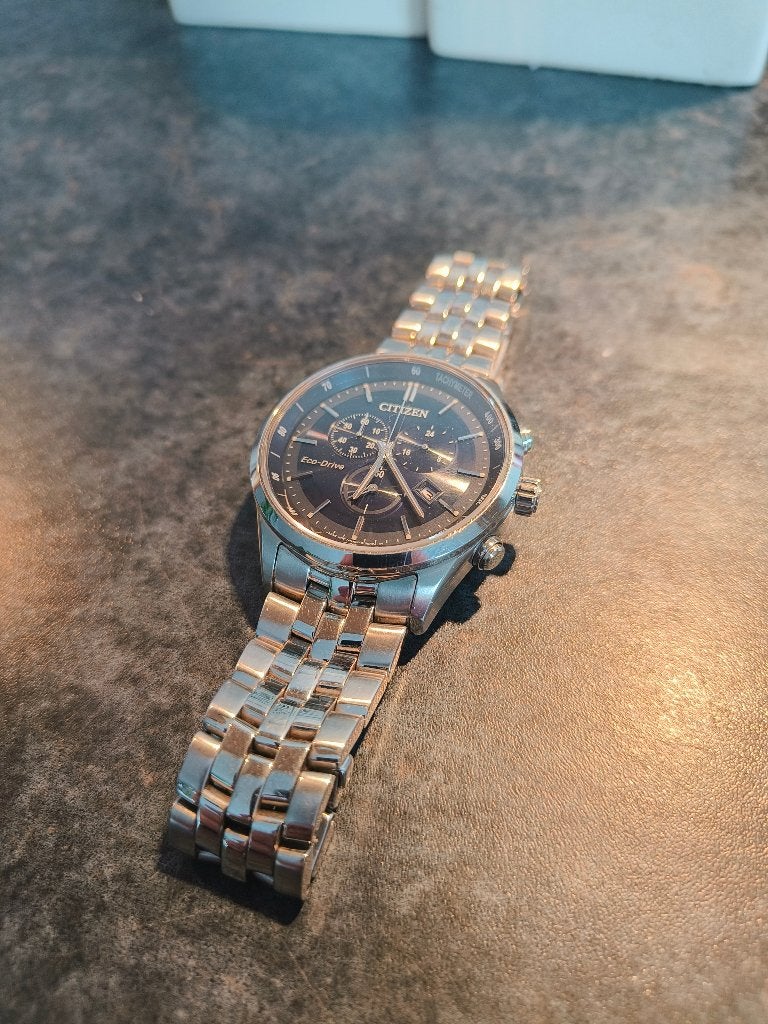 Citizen AT2141-52L Eco-Drive Chrono horloge, Ophalen, Staal, Zo goed als nieuw, Zilver
