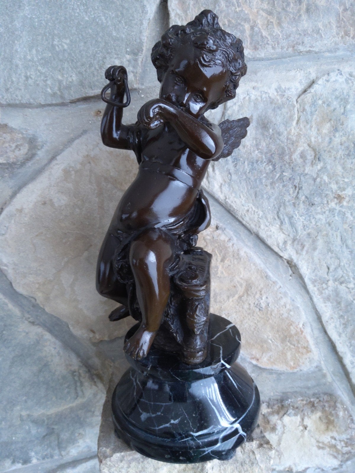 Bronzen beeldje cupido, Ophalen of Verzenden, Brons
