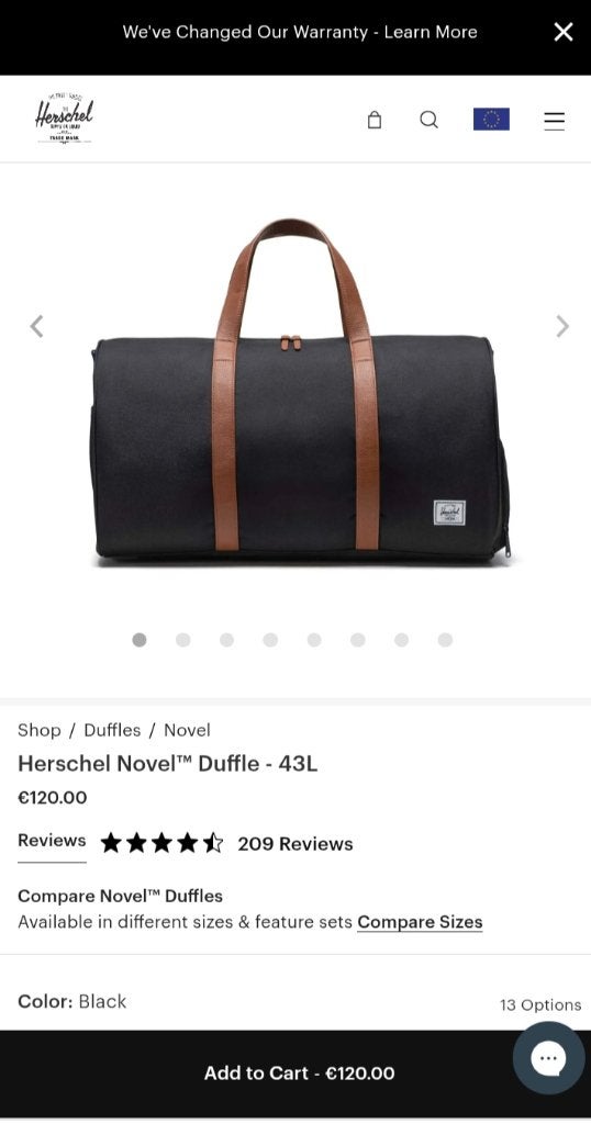 Reistas Herschel Novel Duffle 43l NIEUW, Ophalen, Nieuw