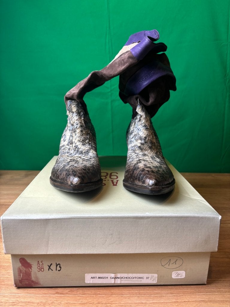 A.S.98 860231 paarse leren laarzen maat 37, Enlèvement ou Envoi, Autres couleurs, Comme neuf, Boots et Botinnes