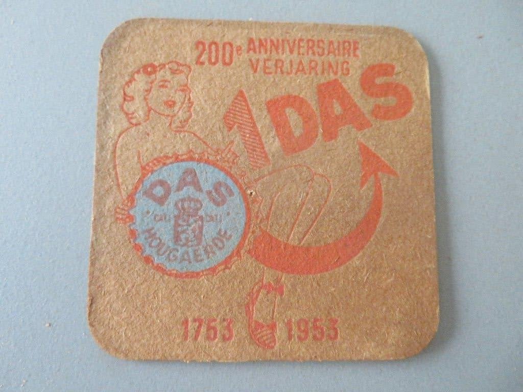 bierviltje Hougaerde Das 200ste verjaardag 1953, Ophalen of Verzenden, Zo goed als nieuw, Viltje(s), Overige merken