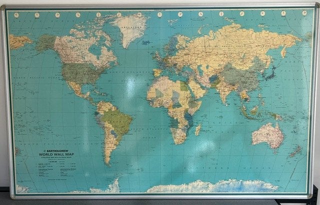 CARTE DU MONDE DE BARTHOLOMÉE, Enlèvement, Carte géographique, Monde, Bartholomew