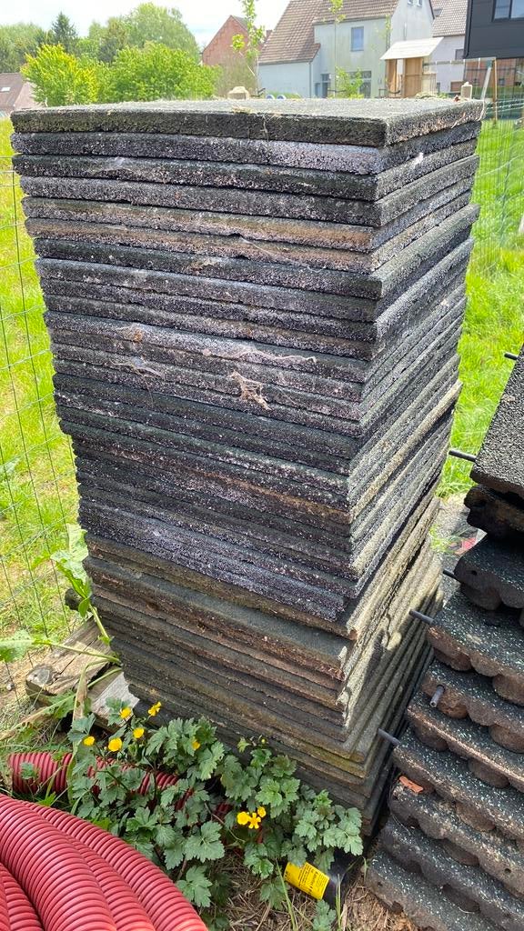 Rubber tegels 45 stuks / 11m2 zwart, Tuin en Terras, Tegels en Klinkers, Ophalen, Zo goed als nieuw, Rubber