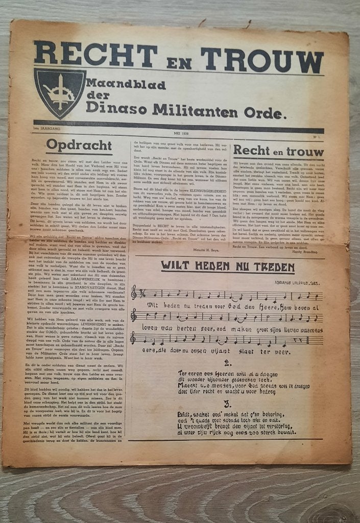Maandblad der Dinaso Militanten Orde nr 1 -1938, Boeken, Tijdschriften en Kranten, Ophalen of Verzenden