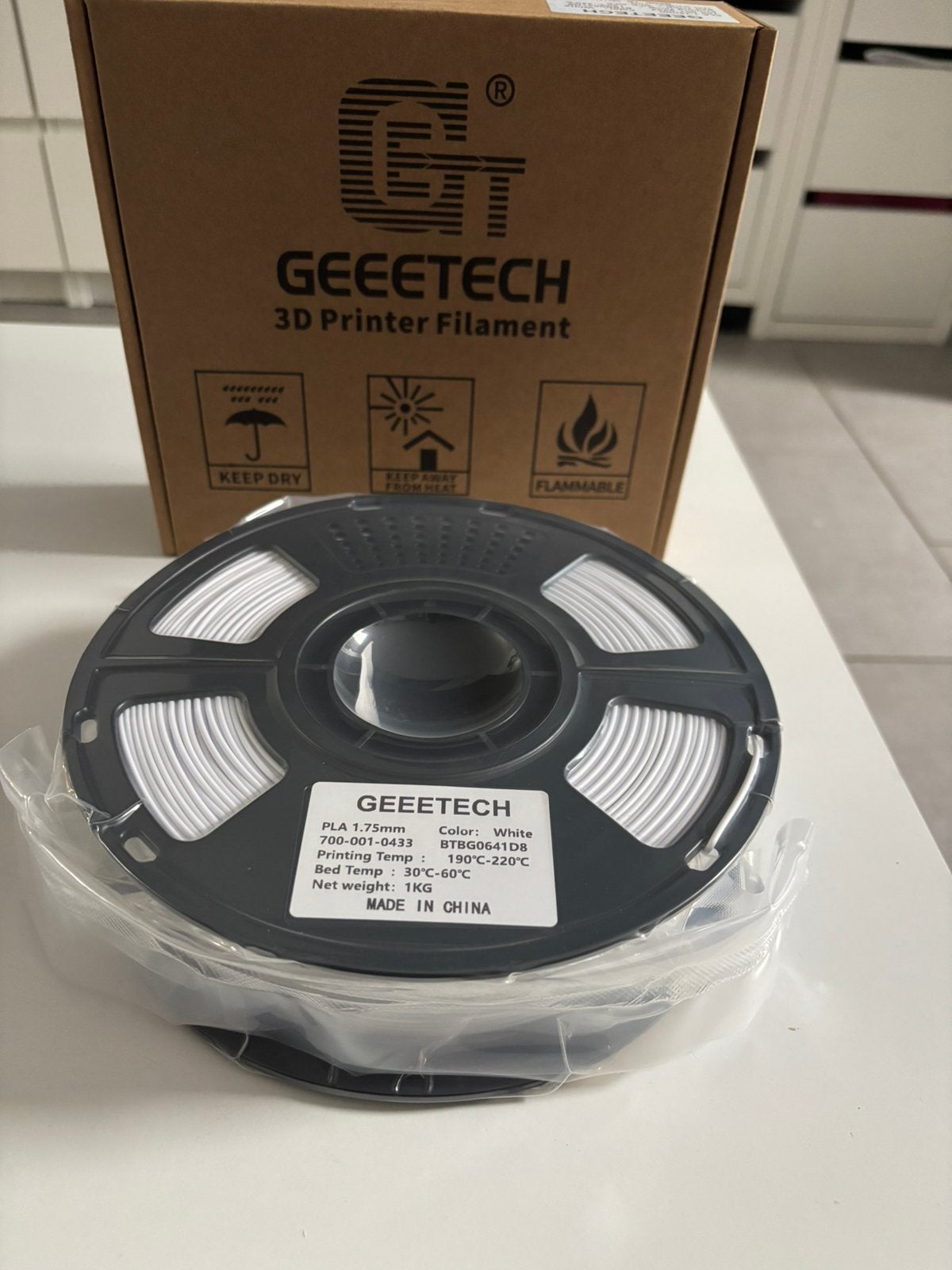 PLA BLANC Geeetech 1KG Neuf, Informatique & Logiciels, 3D Fournitures d'imprimante, Enlèvement ou Envoi, Comme neuf