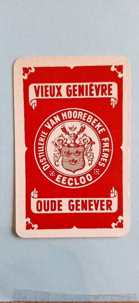 Speelkaart Eecloo_ Distillerie Van Hoorebeke rood_257, Verzamelen, Ophalen of Verzenden, Gebruikt, Speelkaart(en)