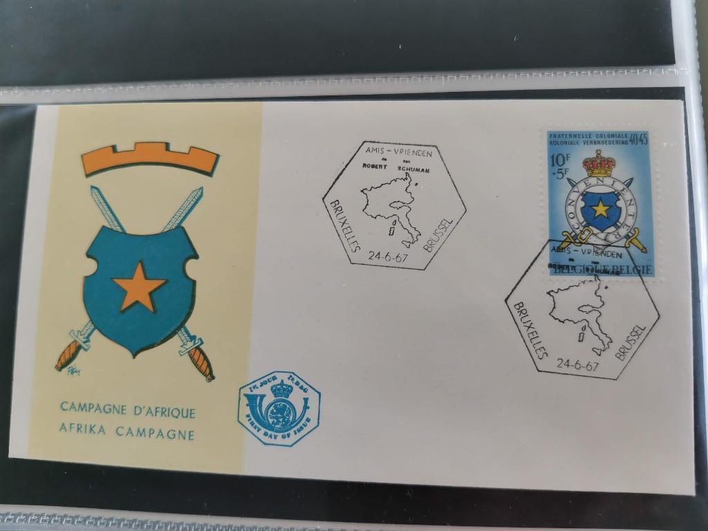 Belgie 1967 - FDC Oudstrijders in Belgisch Congo, Met envelop, Ophalen of Verzenden, Gestempeld, 1e dag stempel