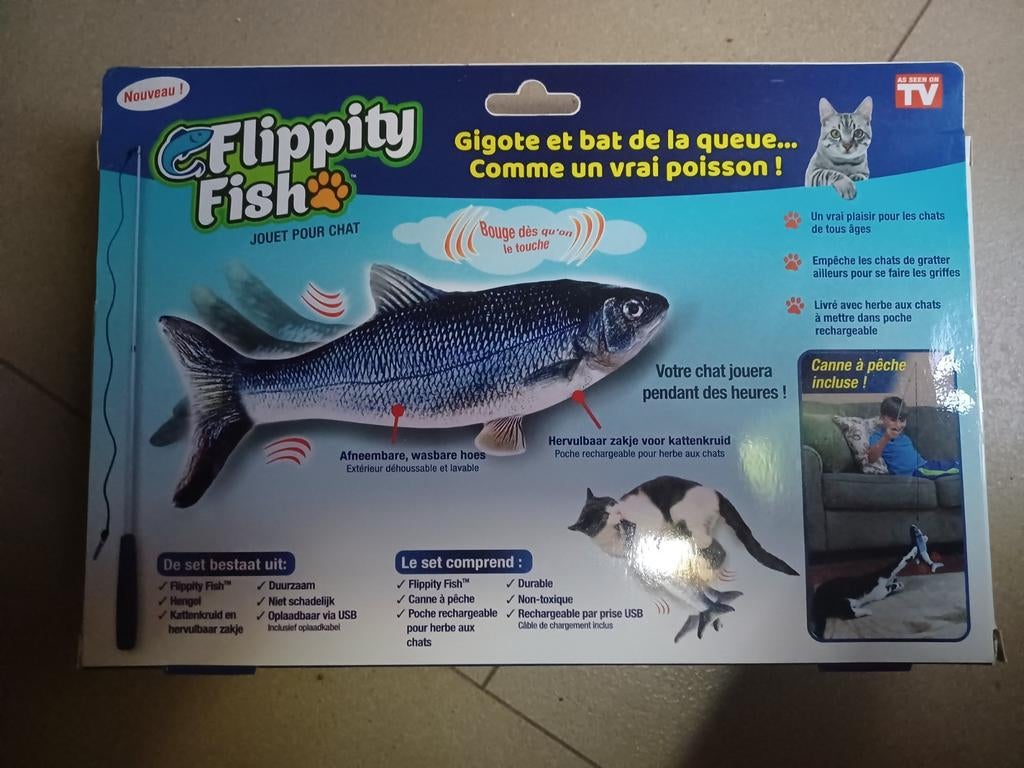 Kattenspeeltje Flippity fish, Animaux & Accessoires, Jouets pour chats, Enlèvement ou Envoi, Neuf, Tige de jeu