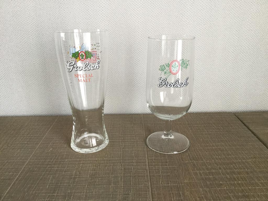 Grolsch 2 glazen, Verzamelen, Ophalen of Verzenden, Zo goed als nieuw, Bierglas