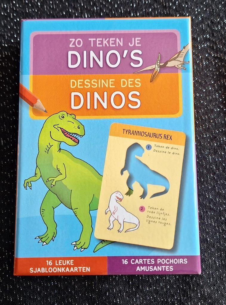 Zo teken je dino's (sjabloonkaarten), Kinderen en Baby's, Speelgoed | Educatief en Creatief, Zo goed als nieuw, Ophalen