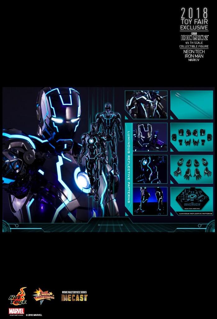 Hot Toys Neon Tech Iron Man Mark IV MMS485-D24 Tron Sideshow, Collections, Statues & Figurines, Neuf, Fantasy, Enlèvement