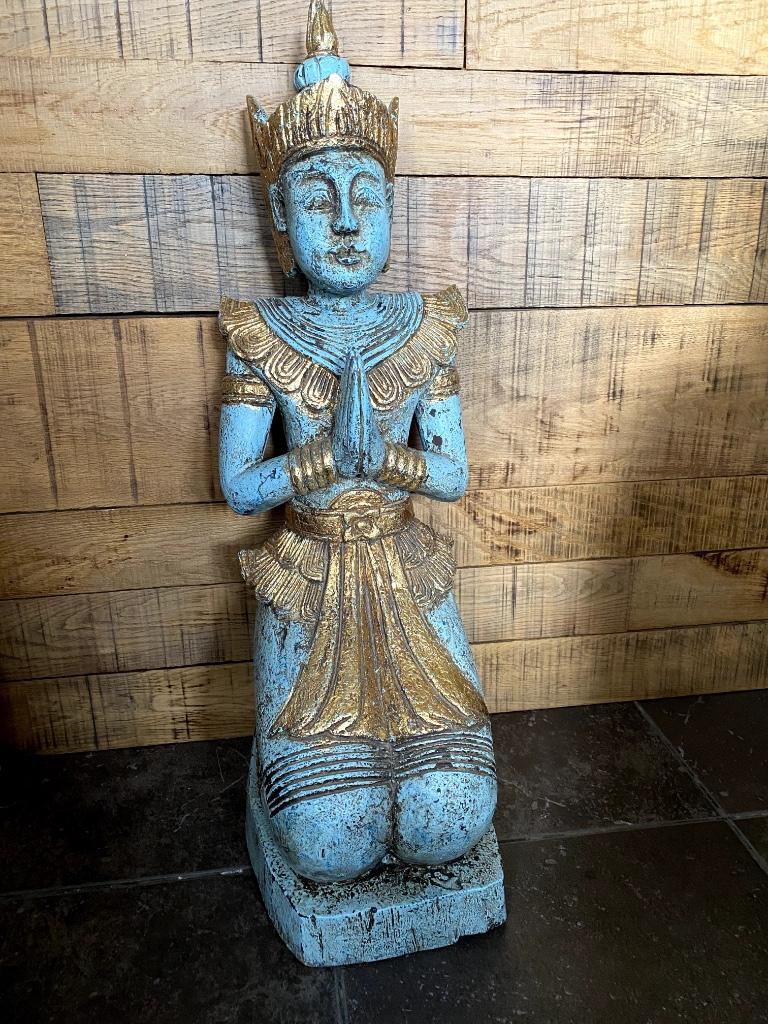 Boedha beeld in hout. Uit Thailand, Ophalen, Handgemaakt, Beeld, Hout