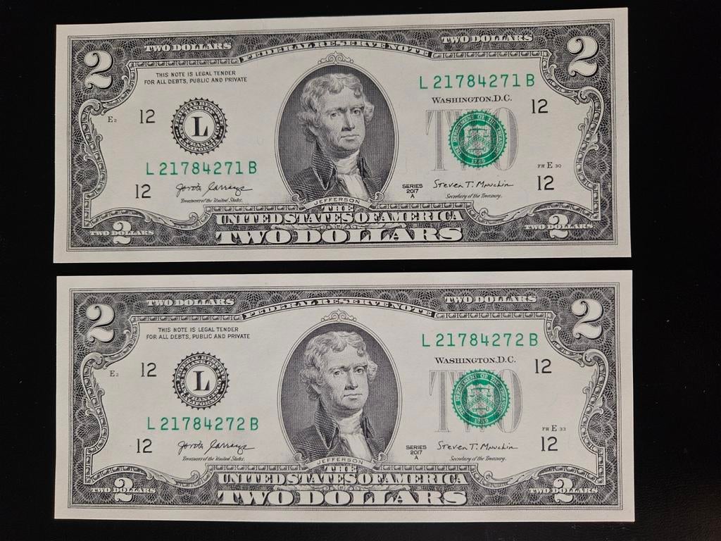 Set de 2 dollars USA UNC pour l'année 2017, Enlèvement ou Envoi, Amérique du Nord, Série