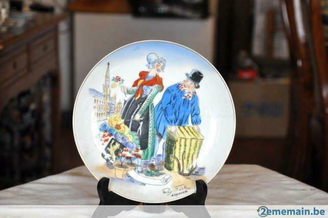 assiette folklore belge en porcelaine signée ray falk, Antiek en Kunst