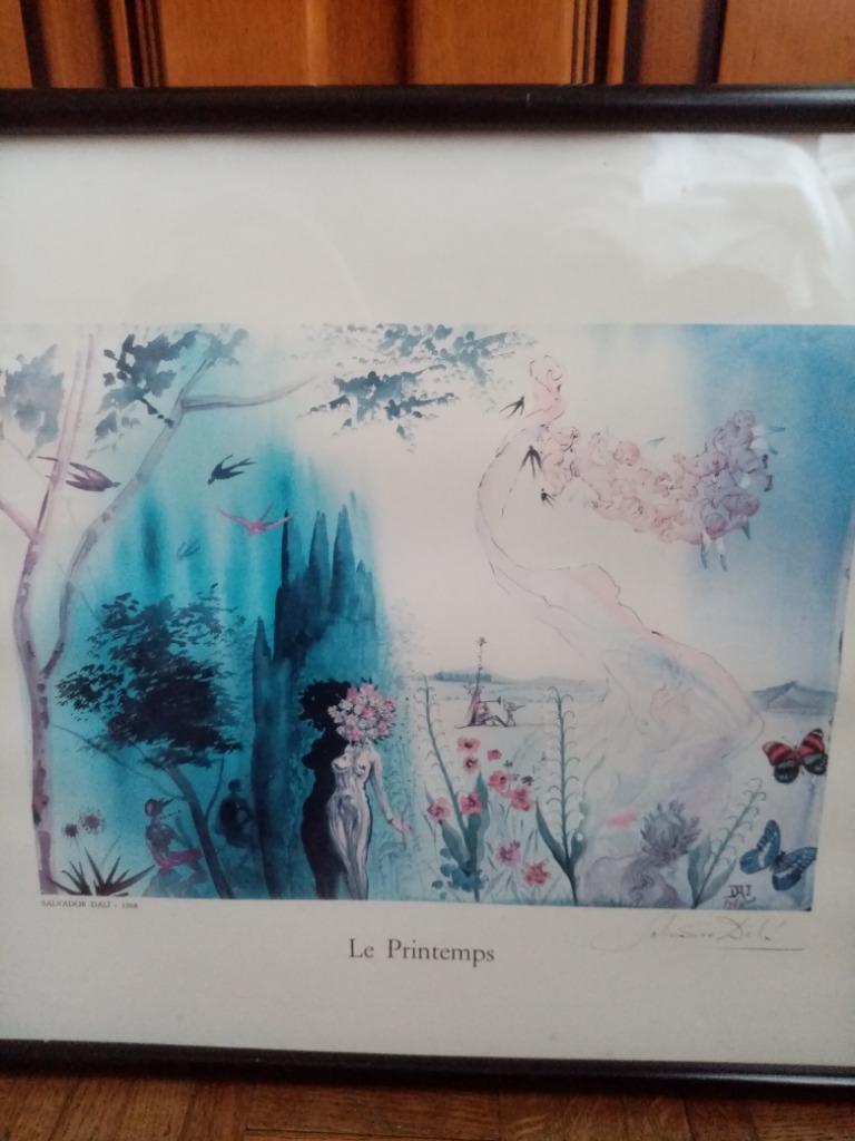 Tirage encadré impression "le printemps" Salvador Dali 1984, Antiquités & Art, Enlèvement