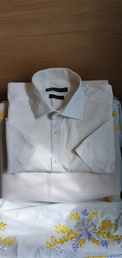 chemise blanche pour homme 37/38 S courtes manches, Enlèvement, Porté, Blanc