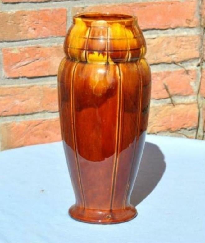 § vase art déco peinture a la coulée, Antiquités & Art, Enlèvement ou Envoi
