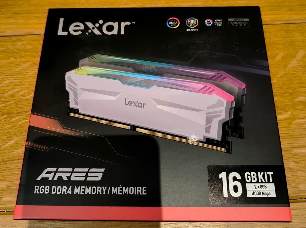 Lexar Ares RGB 16 GB (2x8) 4000 MHz C18 DDR4 RAM, Nieuw, DDR4, 16 GB