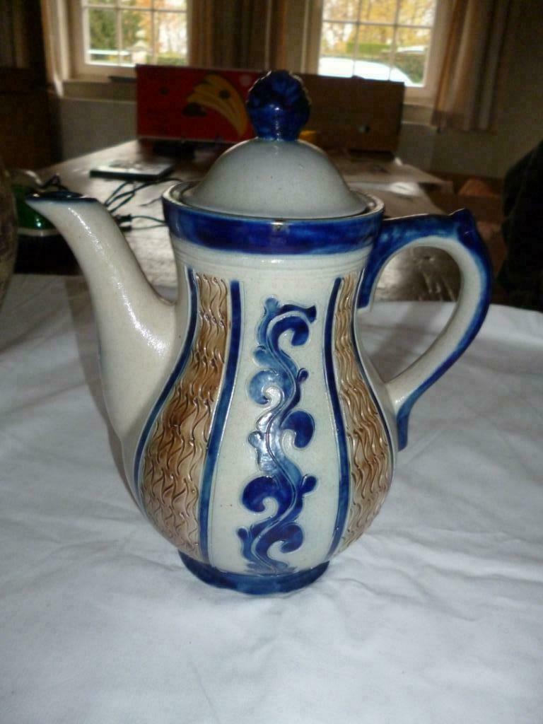 Koffiepot koffiekan in keramiek aardewerk blauwe gréz, Antiek en Kunst, Ophalen of Verzenden